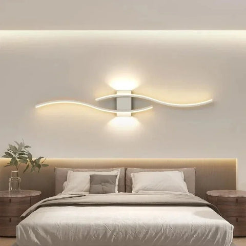 Applique murale LED design courbe chambre blanc
