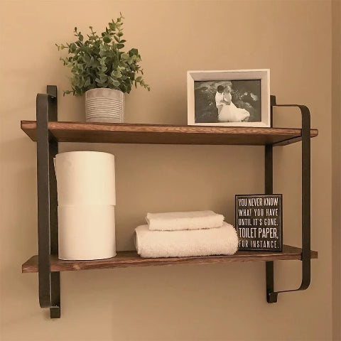 Etagere murale bois flottante serviette