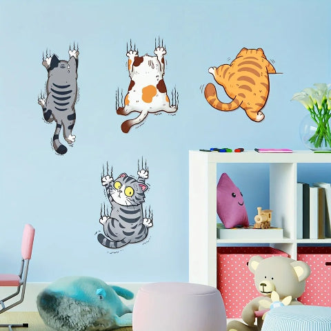 autocollant-mural-chats-bleu