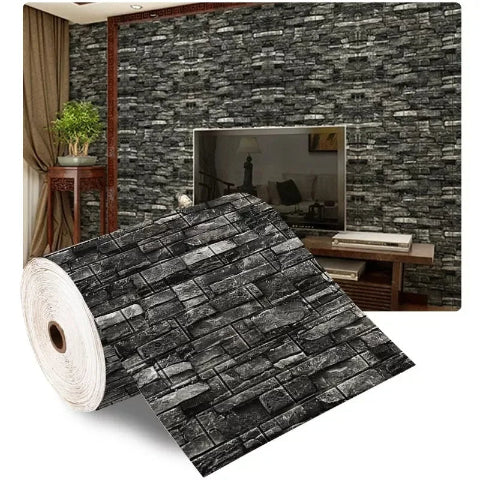 AUTOCOLLANT-MURAL-IMITATION-PIERRE-NOIR