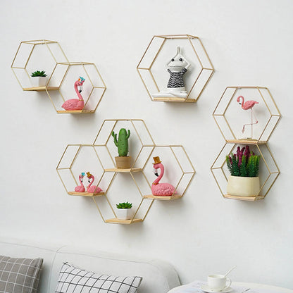 Etageres murales flottantes bibelot doree