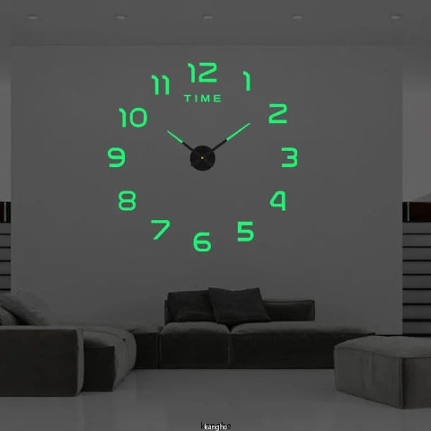 HORLOGE-MURALE-3D-LUMINEUSE-VERT
