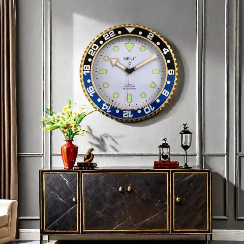 Horloge murale luxe bleu