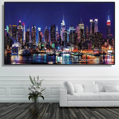 decoration-murale-new-york-de-nuit-bleu