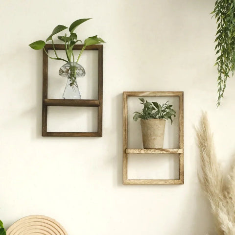 etagere-murale-bois-cadre-fleure
