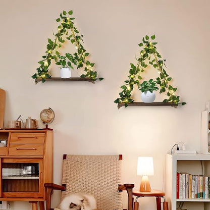 etagere-murale-bois-feuilles-suspendus-chaise