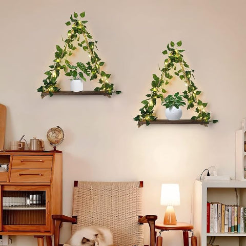 etagere-murale-bois-feuilles-suspendus-chaise