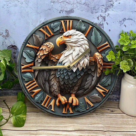horloge-murale-aigle-tete-blanche-plante