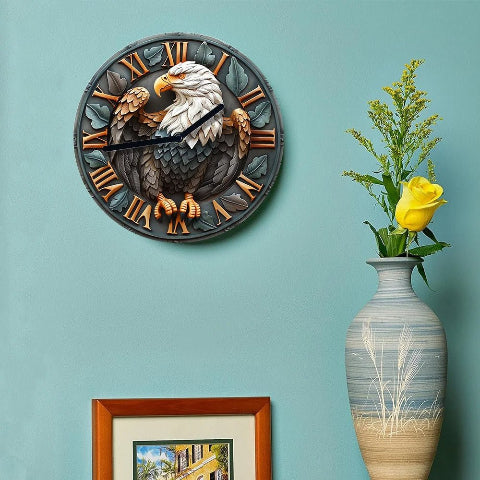 horloge-murale-aigle-tete-blanche-vert
