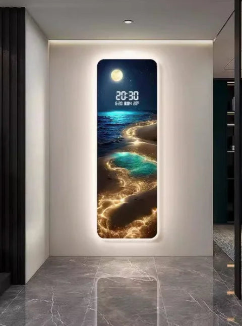 horloge-murale-peinture-ondulee-corridor